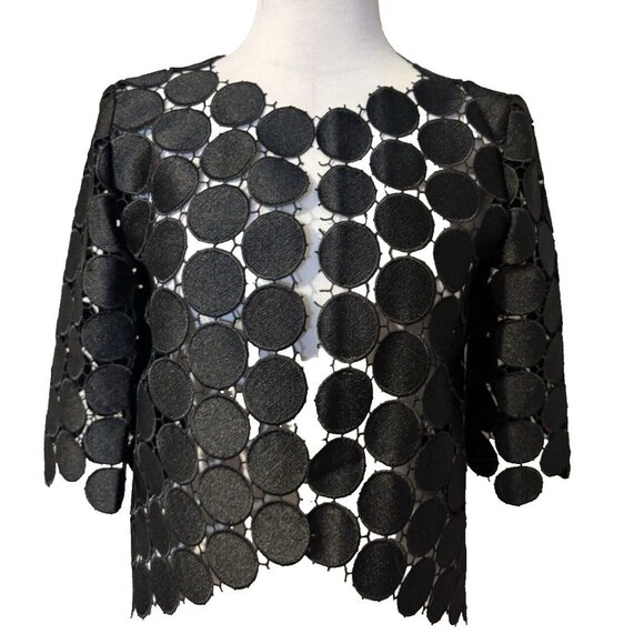 Anthropologie Iren Klairie Black Lace Jacket Top 36 US 4 Cut Out Circles NWT - Picture 1 of 13